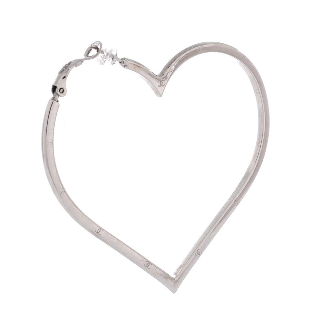 Chanel Cc Heart Hoop Earrings Metal #240547C77B - Picture 3 of 3